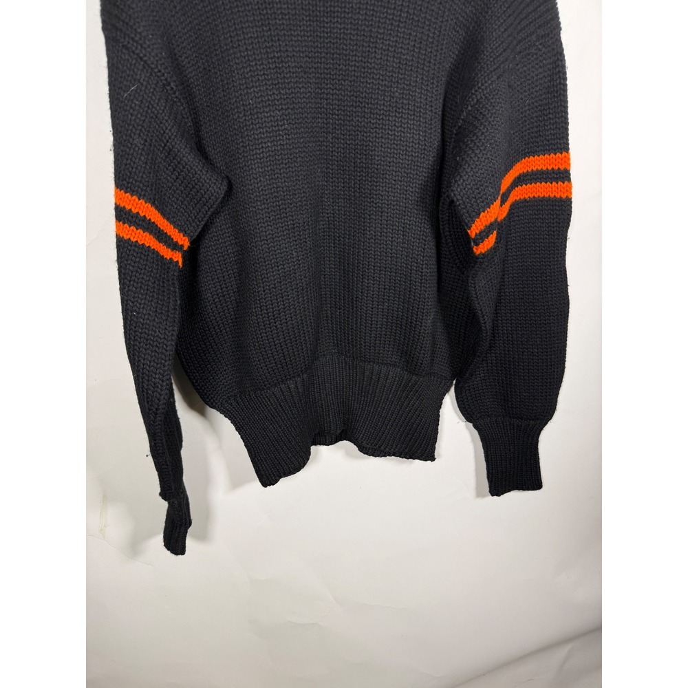 Vintage Princeton Sweaters All Wool Black Orange Stripe Varsity Knit Mens 50s 60 - Picture 6 of 9